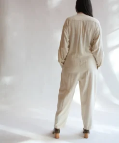 Black Crane Sale Carpenter Jumpsuit Cream