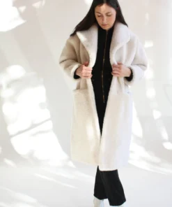 Apiece Apart Outerwear Cove High Pile Shearling Parka Cream