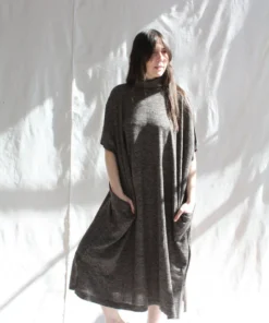 Lauren Manoogian Dresses Turtleneck Caftan Blackened Flax