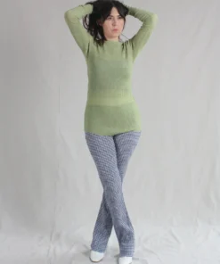 Nomia Pants Long Knit Pant Blue/ White Gingham