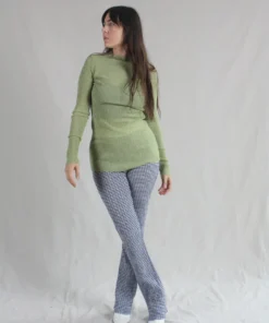 Nomia Pants Long Knit Pant Blue/ White Gingham