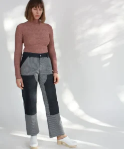 Nomia Optical Knit Mockneck Burgundy/Tangerine Shirts And Blouses