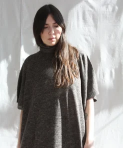 Lauren Manoogian Dresses Turtleneck Caftan Blackened Flax