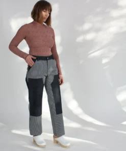 Nomia Optical Knit Mockneck Burgundy/Tangerine Shirts And Blouses