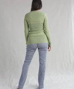 Nomia Pants Long Knit Pant Blue/ White Gingham