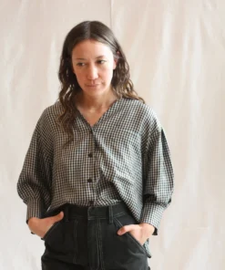 No.6 Turin Top Azure Mini Check