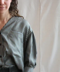 No.6 Turin Top Azure Mini Check 13 No.6 Turin Top Azure Mini Check