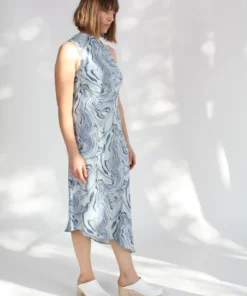 Nomia Cowl Bias Dress Marble Print