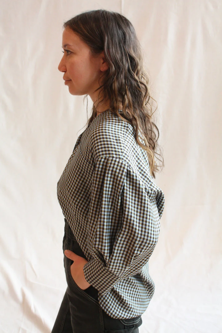 No.6 Turin Top Azure Mini Check 4 No.6 Turin Top Azure Mini Check