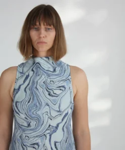 Nomia Cowl Bias Dress Marble Print