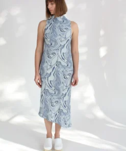 Nomia Cowl Bias Dress Marble Print
