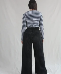 Nomia Shirts And Blouses Gathered Top Midnight/White Gingham