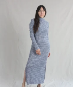 Nomia Longsleeve Knit Dress Blue/White Gingham
