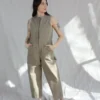 Caron Callahan Tobias Jumpsuit Khaki