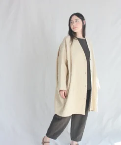 Black Crane Jackets Quilted V Neck Jacket Natural