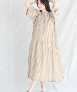 Black Crane Easy Dress Thin Stripe New Arrivals
