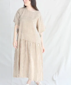 Black Crane Easy Dress Thin Stripe New Arrivals