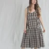 Caron Callahan New Arrivals Danya Dress Chocolate Plaid