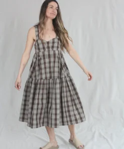 Caron Callahan New Arrivals Danya Dress Chocolate Plaid