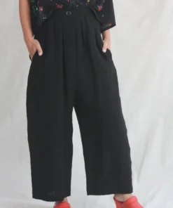 Anntian Wide Pant Black Crinkle