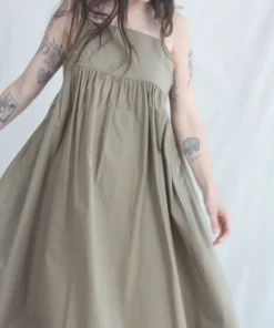 Black Crane Strap Dress Clay