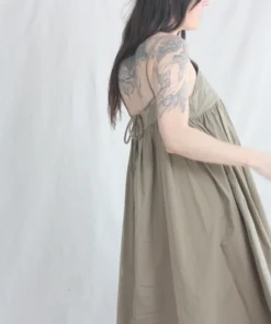 Black Crane Strap Dress Clay