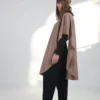 Black Crane Poncho Camel Wool Outerwear