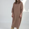 Black Crane Puff Dress Camel Wool