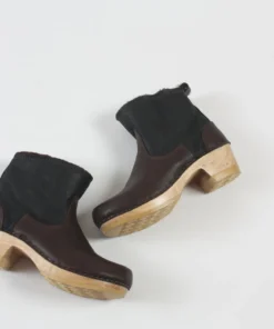 No.6 5" Pull On Shearling Boot On Mid Heel Espresso Aviator Shoes