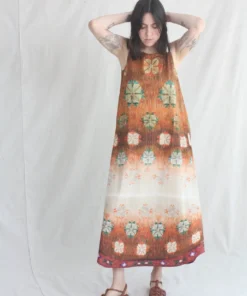 Anntian Deep Back Dress Panel Print M New Arrivals