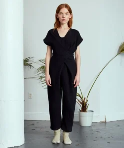 Rujuta Sheth Venus Wrap Jumper Black Jumpsuits