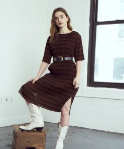 Rujuta Sheth Chelsea Pleated Dress Umber