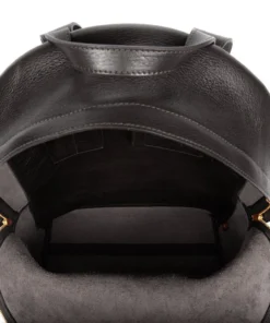 Lotuff Accessories Leather Zipper Backpack Black