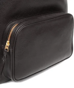 Lotuff Accessories Leather Zipper Backpack Black