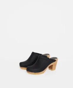 No.6 Old School Clog On High Heel Black