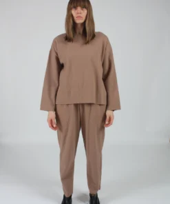 Black Crane Pullover Camel Wool Shirts And Blouses