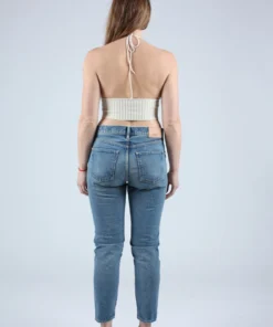 Giu Giu Shirts And Blouses Nonna Swim Halter Ivory Gold Glitter