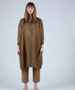 Caron Callahan Aurora Dress Tobacco Crinkle Cupro Dresses