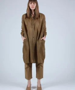 Caron Callahan Aurora Dress Tobacco Crinkle Cupro Dresses