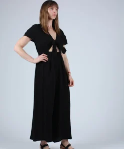 Wray Tie Front Jumpsuit Black Jumpsuits