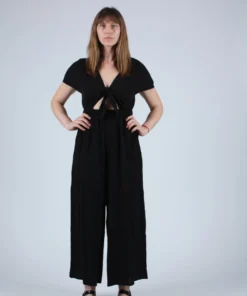 Wray Tie Front Jumpsuit Black Jumpsuits