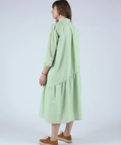 Wray Gathered Shirt Dress Celery Seersucker