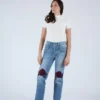 Bliss And Mischief Song Of The West Denim Bordeaux Medium Wash