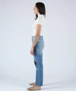 Bliss And Mischief Song Of The West Denim Bordeaux Medium Wash