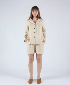 Sleeper Short Pajama Set Cream Shirts And Blouses