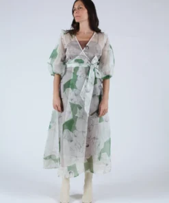 Kamperett Dresses Loretta Silk Organza Midi Dress Memories Print