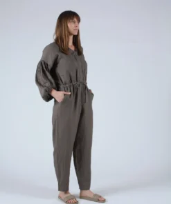 Black Crane Jumpsuits Balloon Sleeve Jumpsuit Grey