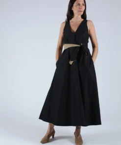 Kamperett Dresses Laver Reversible Cotton Dress Black/Camel