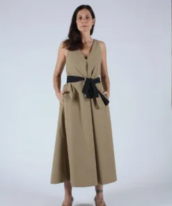 Kamperett Dresses Laver Reversible Cotton Dress Black/Camel